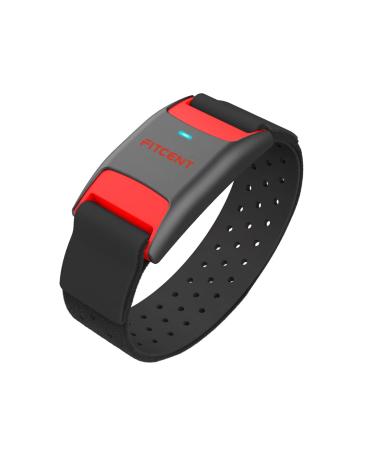 FITCENT Heart Rate Monitor Armband, Bluetooth ANT+ Optical Heart Rate Sensor Arm Band, Rechargeable Fitness Tracker for Peloton Strava Zwift Polar Beat DDP Yoga Wahoo Fitness Black