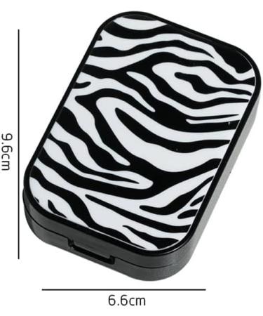 Zebra Pattern Contact Lens Case - Myopia Cosmetic Storage Box for Girls - Compact & Portable (Black) - Buy Online on GoSupps.com