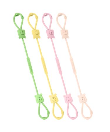 Vicloon Silicone Toy Clip 4Pcs Toy Safety Straps Food Grade Silicone Pacifier Clips Sippy Cup Strap Adjustable Stroller Pacifier Strap Hanging Toys Baby Toy Anti Drop Chain Yellow/Blue/Pink/Apricot - Buy Online on GoSupps.com