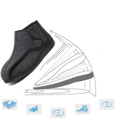 Men's Breathable Lightweight Diabetic Slippers - Adjustable Easy On/Off Anti-Slip Shoes with Arch Support for Bunions & Arthritis - Grey - Buy Online on GoSupps.com
