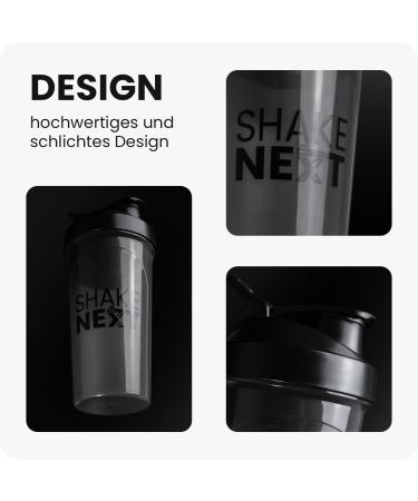Shakenext Black Protein Shaker Bottle 700ml - Stainless Steel Leak-Proof Lid Dishwasher Safe Perfect for Fitness & Protein Shakes - Buy Now! - Buy Online on GoSupps.com