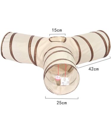 MINGZE Cat Tunnel Toy T type Y type Straight Type Collapsible 3 Way Pet Puppy Tube Play Activity Foldable Toy for indoor Rabbits Kittens Hamster and Small Dogs (Y-stype Brown + Beige) - Buy Online on GoSupps.com