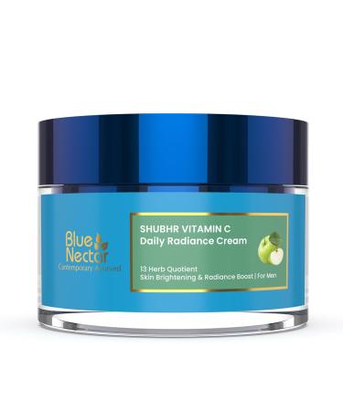 Blue Nectar Plant-Based Vitamin C Face Cream for Glowing Skin Dark Spot Removal Cream for Men with Green Apple and Almond Oil (13 Herbs 1.76Oz)