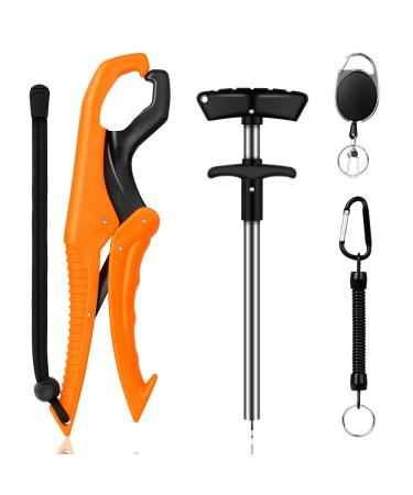Auphrosyne Fish Hook Remover Squeeze Fish Lip Gripper Fishing Pliers with Fishing Hool Separator Tools Floating Fish Gripper Combo Kit Orange 9"