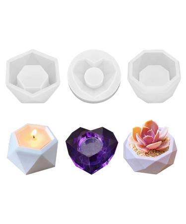 3pcs Flower Pot Silicone Resin Molds  Cactus Flower Epoxy Resin Casting Molds  Succulent Plant Vase Gypsum Cement Molds Concrete Clay Mould  Candle Holder Wax Casting Mold