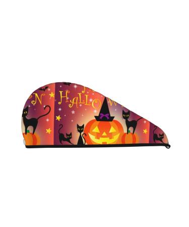 Hair Towel Wrap Hair Drying Towel with Button Towel Turban Head Towel to Dry Hair Quickly (Halloween)