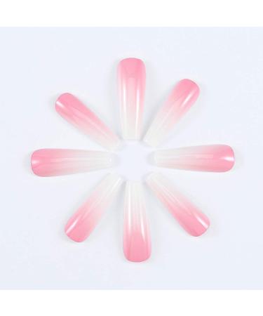 Brishow Pink Long Gradient Press-On Ballerina Nails - 24 Pieces of Artificial Acrylic Nails for Women & Girls - Buy Online on GoSupps.com