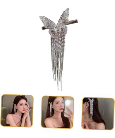 MAGICLULU Butterfly Tassel Hair Clip Rhinestone Tassel Headdress Butterflies Tassel Hair Clip Rhinestone Hair Decorations Rhinestone Butterflies Hairpins Women Rhinestone Headdress - Buy Online on GoSupps.com