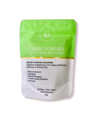 Uhuru Naturals Qasil Powder 20 Grams – Ancient Somali Beauty Secret, Gentle Deep Cleansing Facial Mask for Beautiful Glowing Skin. Reduces Dark Marks and Scars. Brightens. Detoxifies. 0.7 Ounce (Pack of 1)