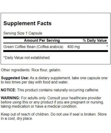 Swanson Full Spectrum Green Coffee Bean 400mg 60 Capsules - 2 Pack - Buy Online on GoSupps.com