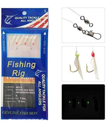 Luminous Fishing Rigs Saltwater Bait Lures 10 Packs with Fish Skin Feather Hook - Size 4 6 8 Type A - Buy Online on GoSupps.com