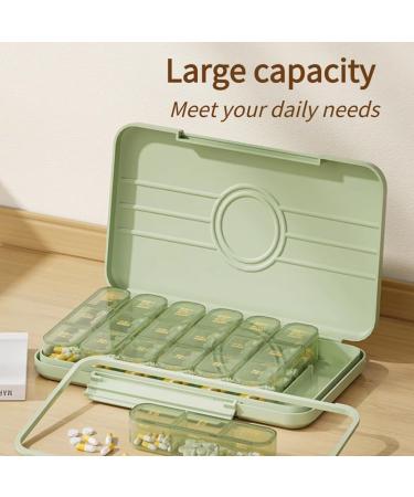 Buy Large Capacity Weekly Pill Organizer - 3/4 Times a Day 28 Cells - Ideal for Vitamins & Supplements - Translucent Green - Buy Online on GoSupps.com