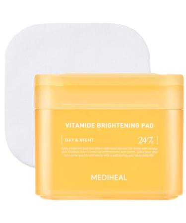 MEDIHEAL Vitamide Brightening Pad - Vegan Face Hypoallergenic Pads with Niacinamide Sea Buckthorn - Radiance Boosting Pads for Clear Illuminating Skin 100 Pads Vitamide Pad