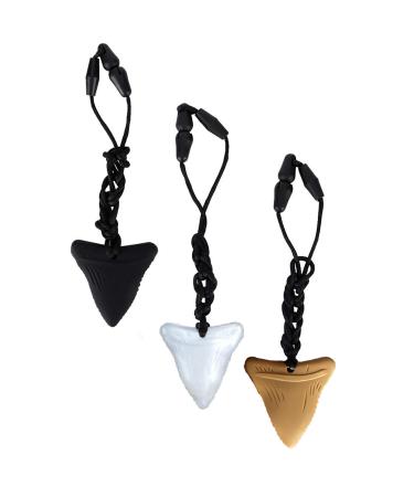 3 pieces of silicone kitzeug for children silicone bite ring pendant for baby silicone cock hose necklace children chewing necklace sensory chewing necklace for children (pearl white black khaki)