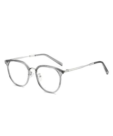 SERONI Metal Temples Round Tr90 Frame Blue Light Blocking Glasses for Women Men Anti UV Ray Computer Reading Glasses Green-roseglod 52 Millimeters