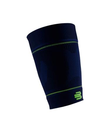 Bauerfeind compression skylight bandage "Sports Compression Sleeves Upper Leg" 1 pair of sleeves thighs Unisex for ball and endurance sports to strengthen the muscles Marineblau XL Lang