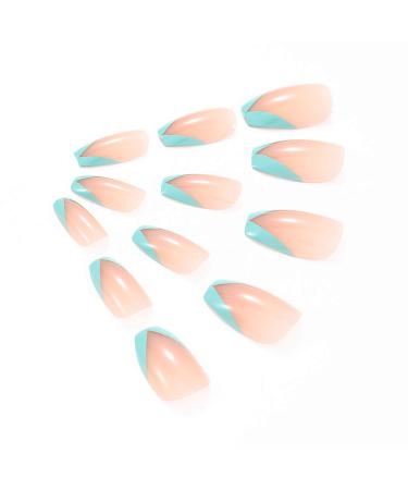 Brishow Coffin Artificial Nails - Shiny Ballerina French False Nails Full Cover 24 Pieces for Women & Girls - Perfect for Easy Nail Art - Buy Online on GoSupps.com
