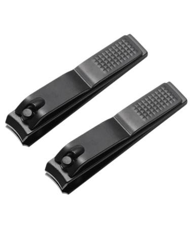 panjin 2X Black Nail Clippers Stainless Steel and Toenails Manicure Tool Flat Nose Nail Clippers S