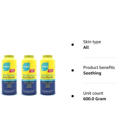 3 x Medipure Medicated Body Powder - Helps Cool Itchy Irritated Skin 100% TALC FREE (200g) - Swan household  - Buy Online on GoSupps.com