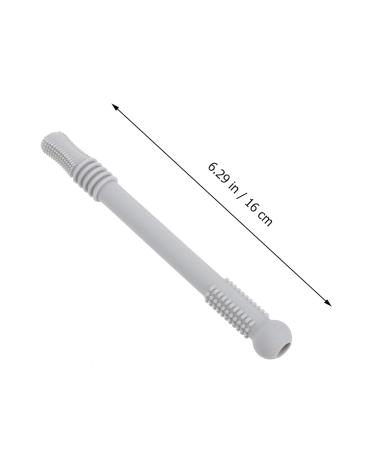 2pcs Silicone Teething Toy Soft Hollow Straw Shape for Safe Chewable Design Double-Sided Convex Spots for Gums Gray Light Grey - Buy Online on GoSupps.com