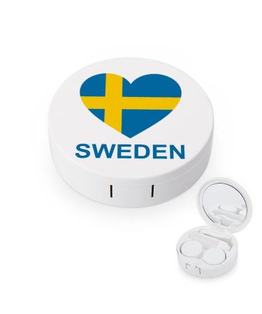 Love Sweden Round Case for Contact Lens Kit Storage Box with Mirror Portable Cute Lens Holder