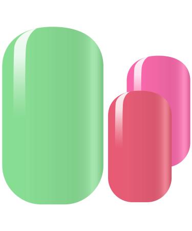 Avoa Beauty nail film - "thumbs up" pink pink magenta green dark green ombre color gradient gradient nail art design 16 thin self -adhesive long -lasting nail wraps