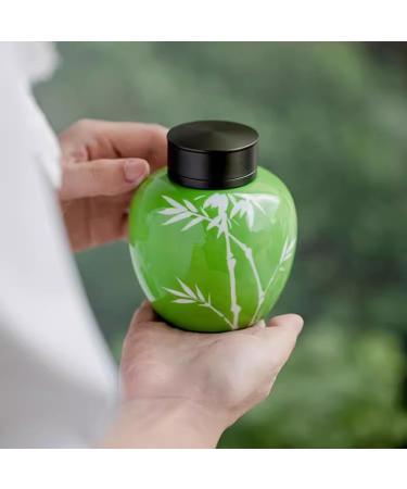 Sealed Tea Caddy Pure Hand-painted Green Bamboo Tea Cans for Home Use Double-layer Sealed Cans Tea Storage Cans Tea Jar with Lid - Buy Online on GoSupps.com