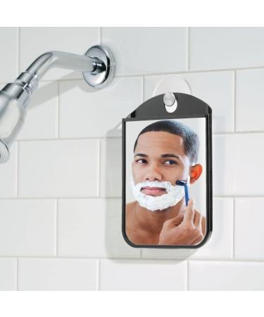 mDesign Bathroom Shower Suction Fog Away Shaving Mirror - Black/Brushed - Anti-Fog Technology - Buy Online on GoSupps.com