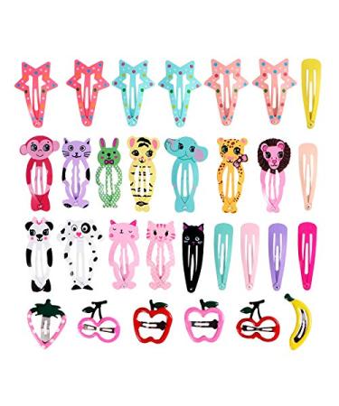 Frcolor 25Pcs Cartoon Design Hair Clips Girls Metal Buckle Barrettes for Toddler Kids
