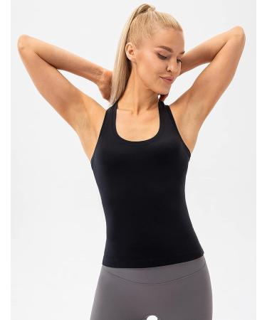 Ukaste Women's Studio Essential Racerback Tank Top - Black - Waist Length - Yoga Performance Workout Top - Buy Online on GoSupps.com