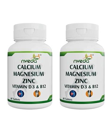 Calcium Supplement 1 000 mg with Vitamin D Magnesium Zinc & Vitamin B 12 for Men & Women -Pack of 2