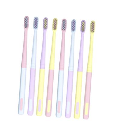 Ultechnovo 8st macaron toothbrush micro toothbrushes tooth cleaning brush electrical travel toothbrush toothbrush at home mouth cleaning brush manual oral care charcoal tool travel pp