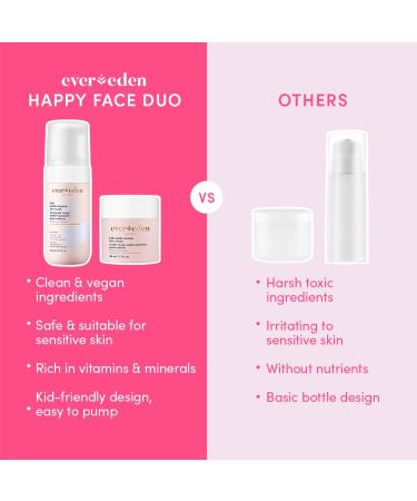 Evereden Kids Happy Face Duo - Vegan Multi-Vitamin Face Wash & Cream Set for Ages 3+ | Nourishing Moisturizing & Protective Skin Care - Buy Online on GoSupps.com