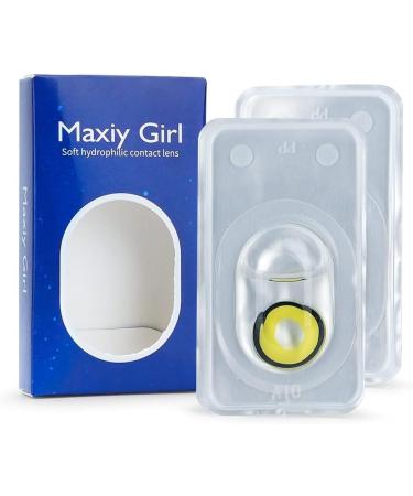 Dolovo Colored Contact Lenses for Cosplay - 12 Month Yellow Black Border (1 Piece) - Zombie Vampire Anime & Carnival - Buy Online on GoSupps.com
