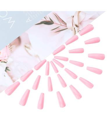 Brishow Long Ballerina False Nails - Pink Acrylic Press-On Nails | 24-Piece Full Cover Set for Women & Girls - International Shipping Available - Buy Online on GoSupps.com