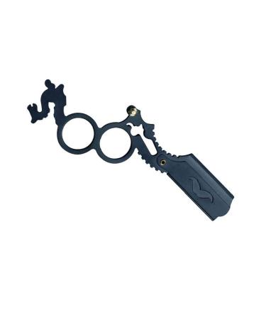 NAISICATAR Straight Cut Throat Razor - Double Finger Ring Razor Knife for Mustache Shaving | Precision Black Barber Razor for Smooth Shaves - Buy Online on GoSupps.com