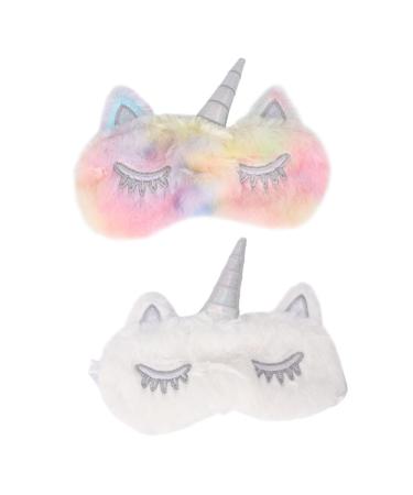 2 pi ces Masque de Sommeil Peluche Cache Yeux Cartoon pour Sommeil R parateur Confortable et Lavable Couverture des Yeux Douce pour Voyage et Maison