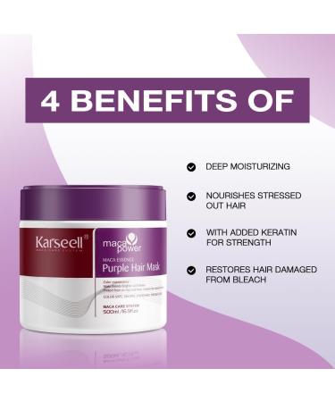 Karseell Violet Masque Cheveux Neutralise Les Reflets Jaunes R pare Les Cheveux Ab m s pour Cheveux Blonds Platine Blancs Ou Gris 500ml 500ml 500 ml (Lot de 1) - Buy Online on GoSupps.com