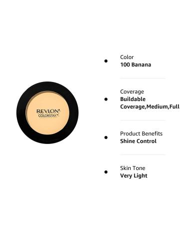 Revlon ColorStay Pressed Powder Longwearing Oil Free - Banana (100) 0.3 Oz | Fragrance-Free Noncomedogenic Face Makeup - Buy Online on GoSupps.com