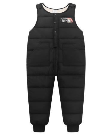 Happy Cherry Baby Winter Pants Newborn Boys Girls Overall Ski Trousers Infant Warm Snow Bib Pant Toddler Windproof Padded Snowsuit Bottoms Elastic Buttom Zipper Outerwear Outftis Clothes 110 B- Blcak