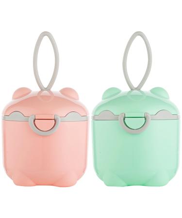 2pcs Milk Formula Powder Pots Liwein Travel Milk Formula Dispenser Portable Milk Powder Dispenser Pot for Outdoor Feeding Milk Formula Powder Pots Pink+Green