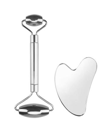 Stainless Steel Sha Set - Sha Board and Tool | Stainless Steel Facial Massager Skin Care Roller Metal Sha Tools for Muscle Relaxing Neck Body Face & Eyes Rossev