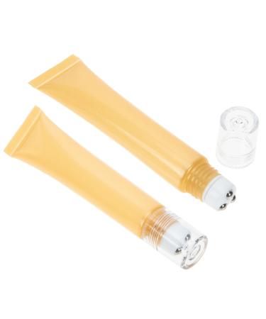 2 Pieces Cosmetic Roll on Bottles Roller Bottle Eye Gel Face Cream Plastic Tubes for Home Outdoor Travel Yellow