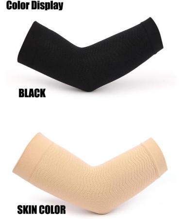 Buy Slimming Arm Sleeves for Women 2 Pairs Elastic Compression Sleeves (Black & Skin Color) to Lose Arm Fat - Buy Online on GoSupps.com