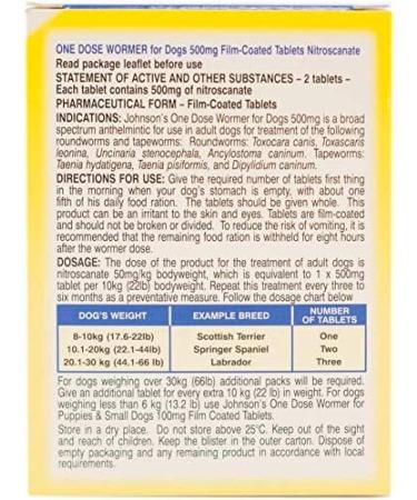 Johnson's EASY DOSE WORMER SIZE 2 (MEDIUM DOG) 2 TABLETS PER PACK 1 3 OR 6 PACKS (1 PACK) - Buy Online on GoSupps.com