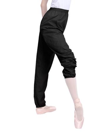 Cuulrite Women Ripstop Pants for Ballet Dance, Thin Practice Warm Up Pants Black Medium