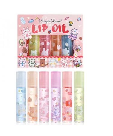 Aomhrek Lip Gloss & Lip Oil Set of 6 moisturizing roll-on lip glosses daily hydrating care for soft lips cute packaging for children and adults ideal