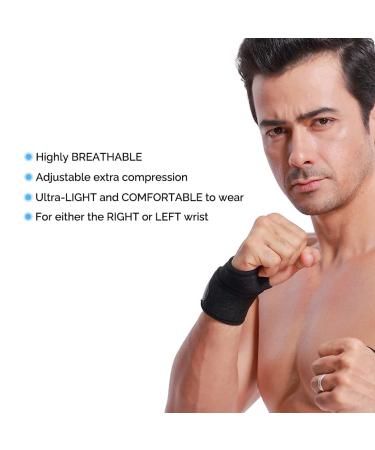 NeoTech Care Adjustable Compression Wrist Band, Elastic & Breathable Fabric, Support Wrap for Men and Women, Black, Size Medium - 1 Unit - Buy Online on GoSupps.com