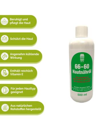 66-60 Skin Nutrient Oil - Vitamin E Emulsion for All Skin Types - 500ml Made in Tyrol - Natural Skin Oil - Buy Online on GoSupps.com
