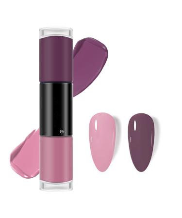 Pink Nail Polish Set Nude Quick Dry Nail Polish Long Lasting Nail Varnish 2 in 1 Gray Pink & Purple Nail Polish Kit No UV Need Natural Classic Nail Polish DIY Nail Art Manicure Gift for Women